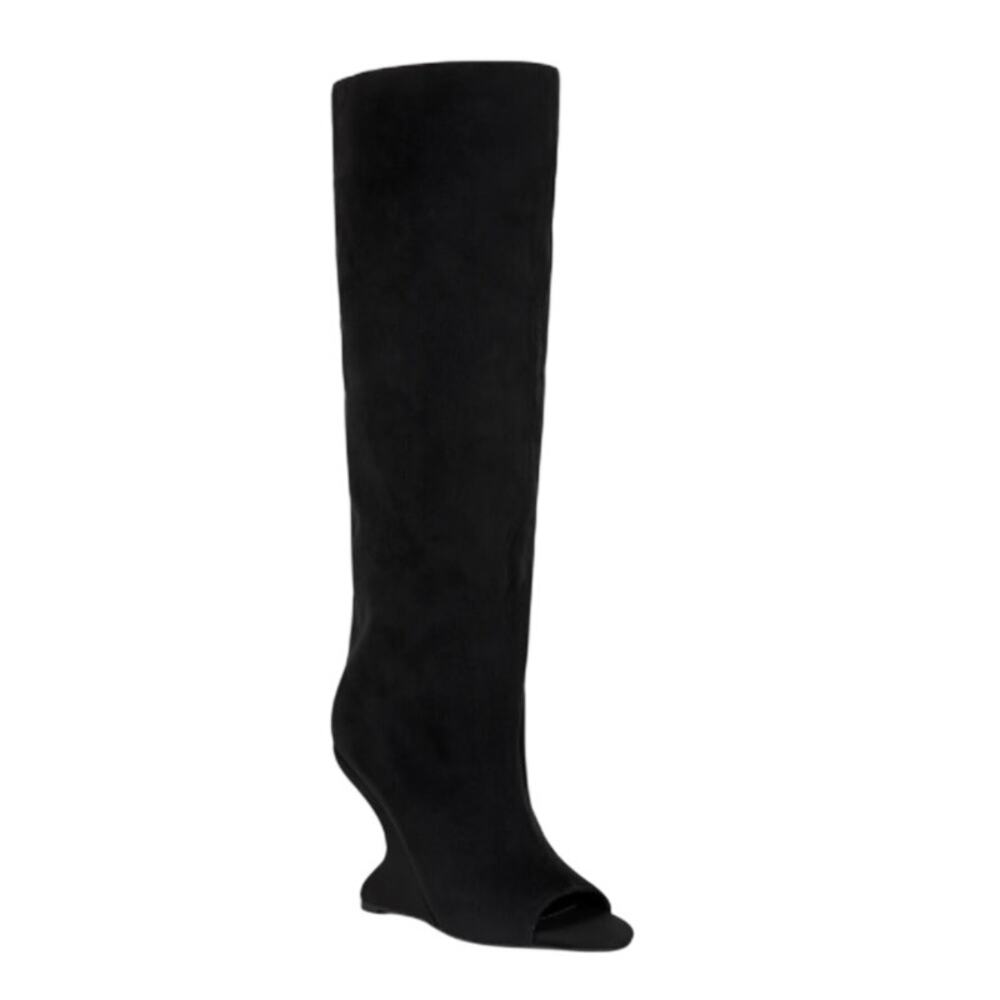 NEW Azalea Wang VINCENT-BLACK PEEP TOE WEDGE SLOUCH Black BOOT size 11
